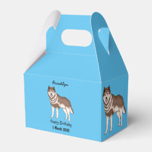Illustration des sibirischen Husky-Cartoon Geschenkschachtel