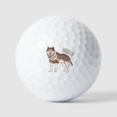 Illustration des sibirischen Husky-Cartoon Golfball (Vorderseite)