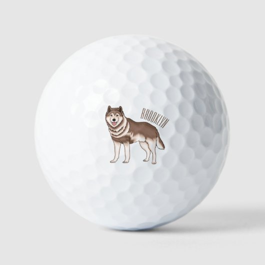 Illustration des sibirischen Husky-Cartoon Golfball (Vorderseite)