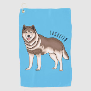 Illustration des sibirischen Husky-Cartoon Golfhandtuch