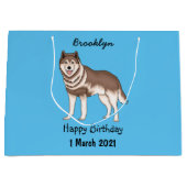 Illustration des sibirischen Husky-Cartoon Große Geschenktüte (Vorderseite)