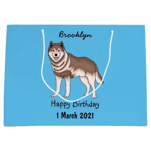 Illustration des sibirischen Husky-Cartoon Große Geschenktüte (Vorderseite)