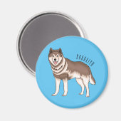 Illustration des sibirischen Husky-Cartoon Magnet (Vorderseite/Rückseite)