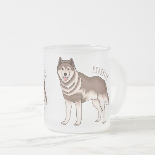 Illustration des sibirischen Husky-Cartoon Mattglastasse (VorderseiteRechts)