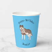 Illustration des sibirischen Husky-Cartoon Pappbecher (Rückseite)