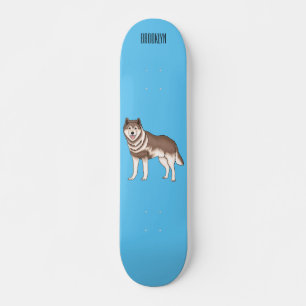 Illustration des sibirischen Husky-Cartoon Skateboard