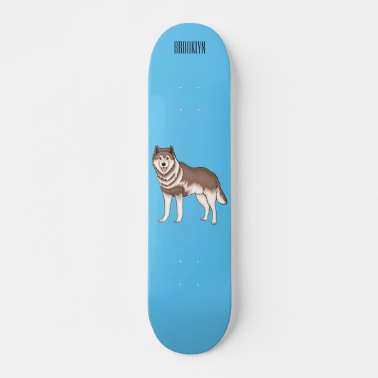 Illustration des sibirischen Husky-Cartoon Skateboard (Vorne)