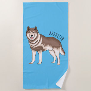 Illustration des sibirischen Husky-Cartoon Strandtuch
