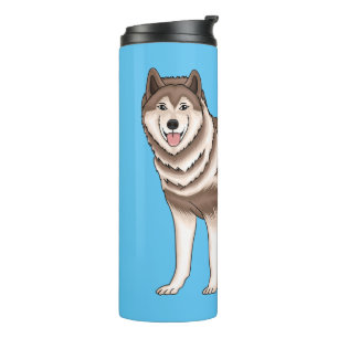 Illustration des sibirischen Husky-Cartoon Thermosbecher