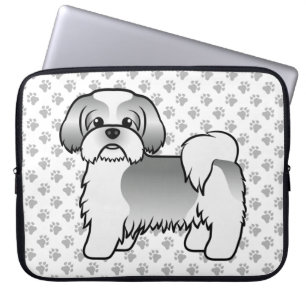 Illustration des silbernen und weißen Schih-Tzu-Ka Laptopschutzhülle