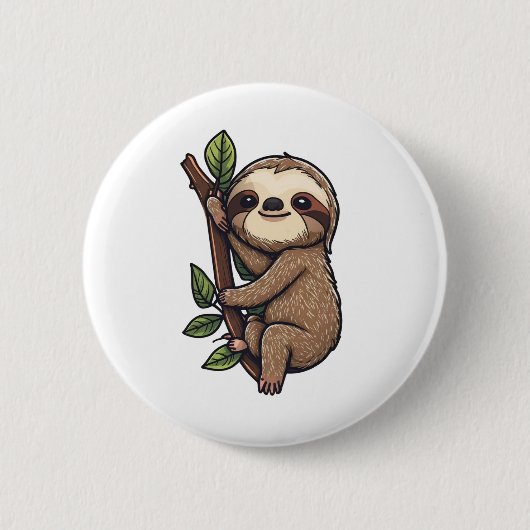 Illustration des Sloth Cartoon Button (Vorderseite)