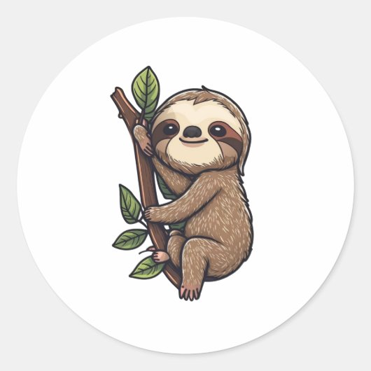 Illustration des Sloth Cartoon Runder Aufkleber (Vorderseite)