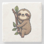 Illustration des Sloth Cartoon Steinuntersetzer (Vorderseite)