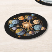 Illustration des Sonnensystems Runder Pappuntersetzer (Angewinkelt)