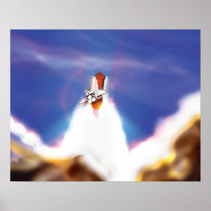 Illustration des Space Shuttle Starts Poster