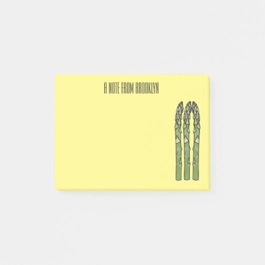 Illustration des Sparagus-Cartoon Post-it Klebezettel (Vorderseite)