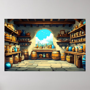Illustration des Speichers Wasserfarbe Zeichnend Poster