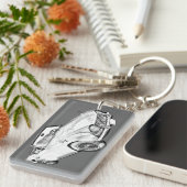 Illustration des Sport-Autos Triumphs Tr4 Schlüsselanhänger (Vorderseite rechts)