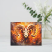 Illustration des Sternzeichen Aries Postkarte (Stehend Vorderseite)