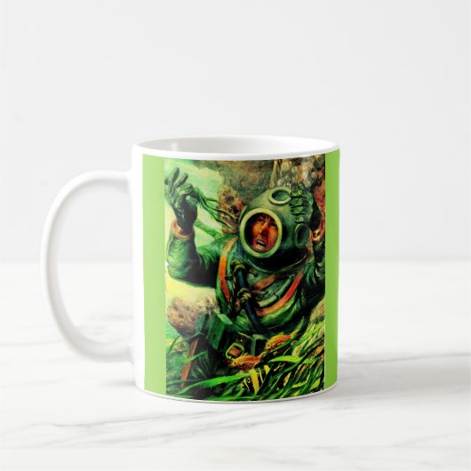 Illustration des Tauchers im Tauchhelm der 40er Ja Kaffeetasse (Links)