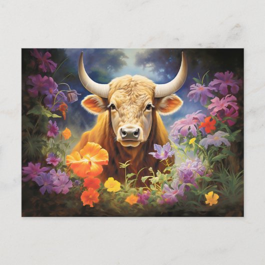 Illustration des Taurus Zodiac-Zeichens Postkarte (Vorderseite)