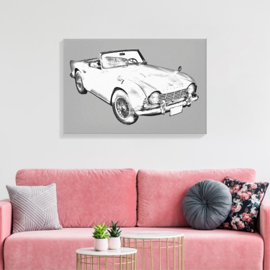 Illustration des Triumph Tr4 Sportwagens Leinwanddruck (Insitu (Wohnzimmer))