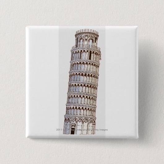 Illustration des Turms von Pisa Button (Vorderseite)