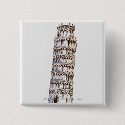 Illustration des Turms von Pisa Button (Vorderseite)
