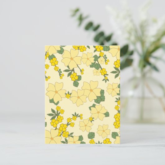 Illustration des Vintag-gelben Blumenmusters Postkarte (Stehend Vorderseite)