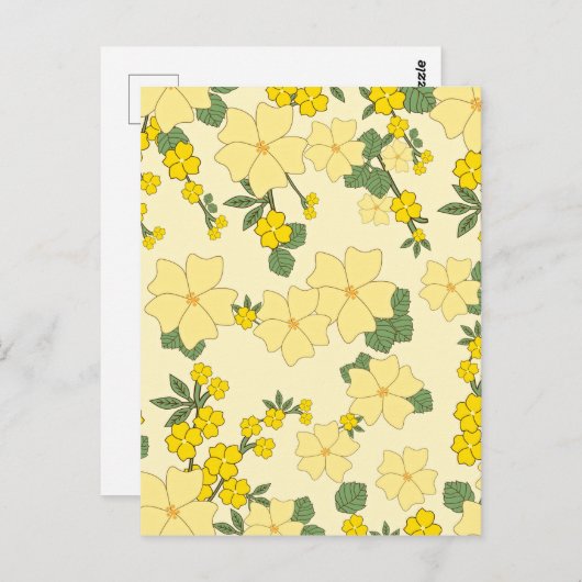 Illustration des Vintag-gelben Blumenmusters Postkarte (Vorne/Hinten)