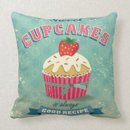 Illustration des Vintage-Cupcakes-Schildes Kissen