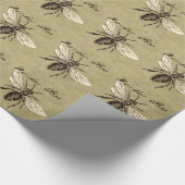 Illustration des Vintagen Bieneninsekts Antike Geschenkpapier (Ecke)