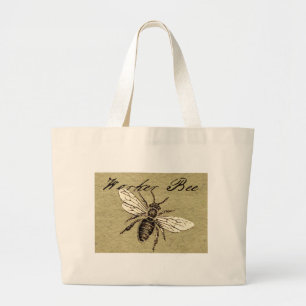 Illustration des Vintagen Bieneninsekts Antike Jumbo Stoffbeutel