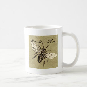 Illustration des Vintagen Bieneninsekts Antike Kaffeetasse