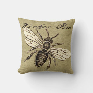 Illustration des Vintagen Bieneninsekts Antike Kissen