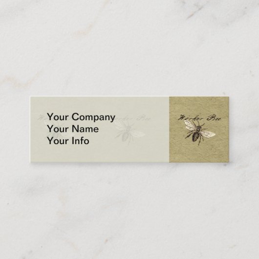 Illustration des Vintagen Bieneninsekts Antike Mini Visitenkarte (Vorderseite)