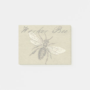 Illustration des Vintagen Bieneninsekts Antike Post-it Klebezettel