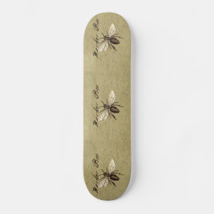 Illustration des Vintagen Bieneninsekts Antike Skateboard