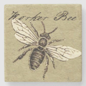 Illustration des Vintagen Bieneninsekts Antike Steinuntersetzer (Vorderseite)
