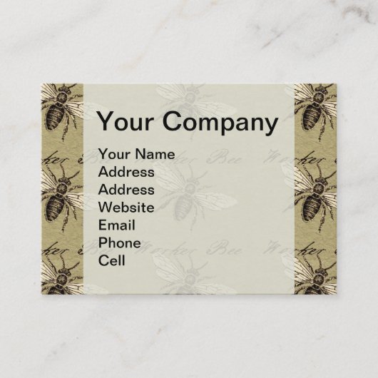 Illustration des Vintagen Bieneninsekts Antike Visitenkarte (Vorderseite)