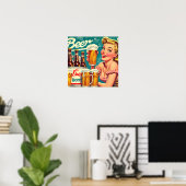 Illustration des Vintagen Bieres Poster (Heimbüro)