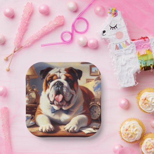 Illustration des Vintagen Englischen Bulldog Pappteller (Party)