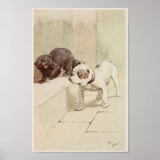 Illustration des Vintagen Englischen Bulldog Poster (Vorne)
