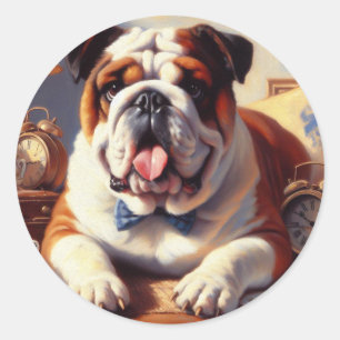 Illustration des Vintagen Englischen Bulldog Runder Aufkleber