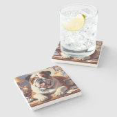 Illustration des Vintagen Englischen Bulldog Steinuntersetzer (Seitenansicht)