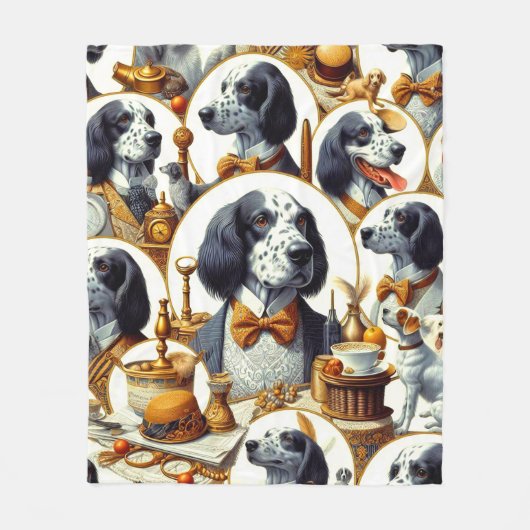 Illustration des Vintagen Englischen Setters Fleecedecke (Vorderseite)