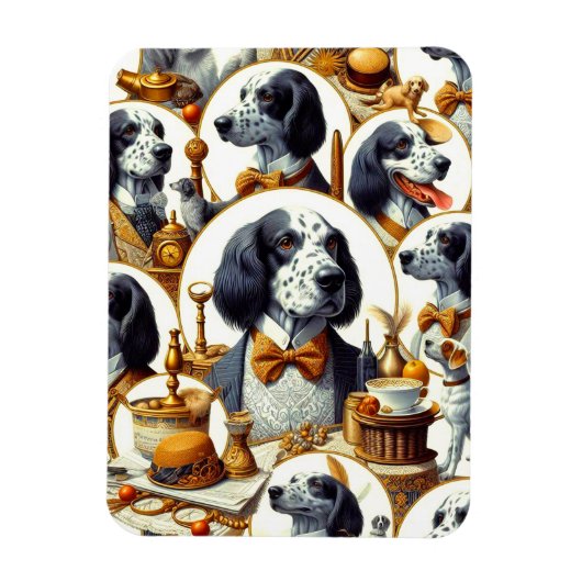 Illustration des Vintagen Englischen Setters Magnet (Vertikal)