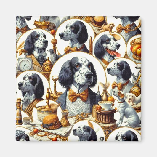 Illustration des Vintagen Englischen Setters Magnet (Vorne)