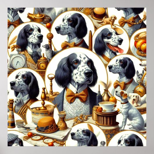 Illustration des Vintagen Englischen Setters Poster (Vorne)