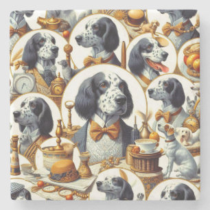 Illustration des Vintagen Englischen Setters Steinuntersetzer